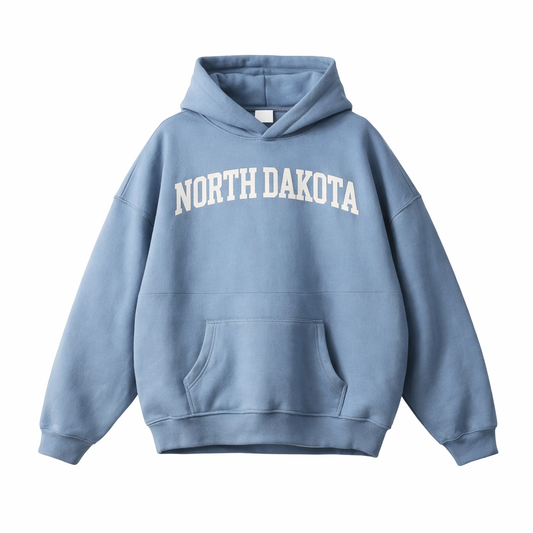 Collection 1 North Dakota Oversize Fleeced Hoodie - Medium Blue front