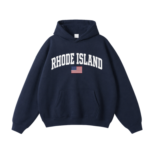 Collection 2 Rhode Island Oversize Fleeced Hoodie - Navy Blue front