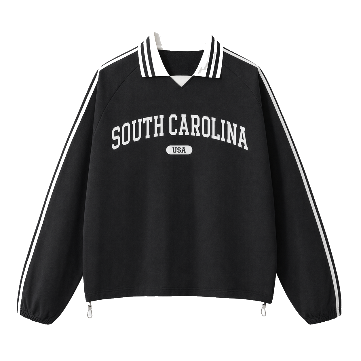 Collection 4 South Carolina Contrast Striped Lapel Collar Sweatshirt - Black front
