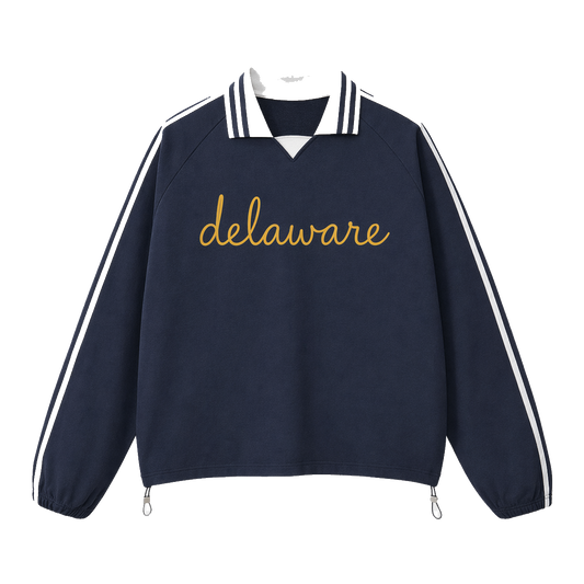 Collection 3 Delaware Contrast Striped Lapel Collar Sweatshirt - Royal Blue front