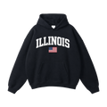 Collection 2 Illinois Oversize Fleeced Hoodie - Black front
