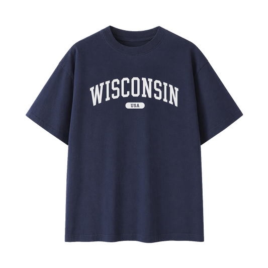 Collection 4 Wisconsin Essential Cotton T-Shirt - Navy Blue front