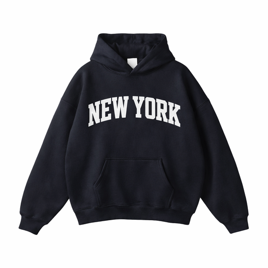 Collection 1 New York Oversize Fleeced Hoodie - Black front