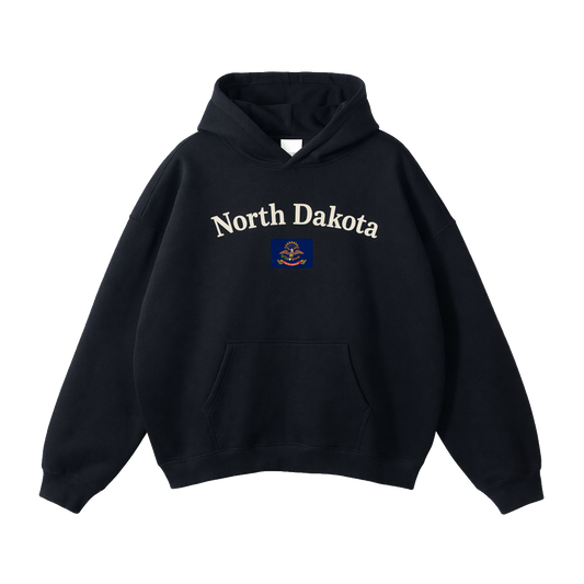 Collection 6 North Dakota Oversize Fleeced Hoodie - Black front