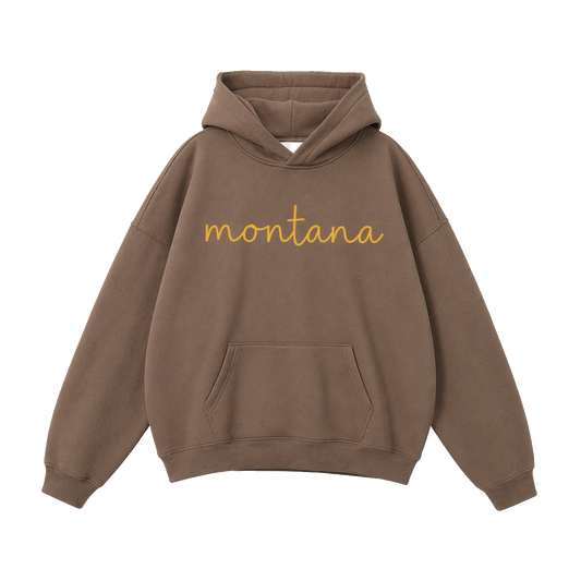 Collection 3 Montana Oversize Fleeced Hoodie - Brown front