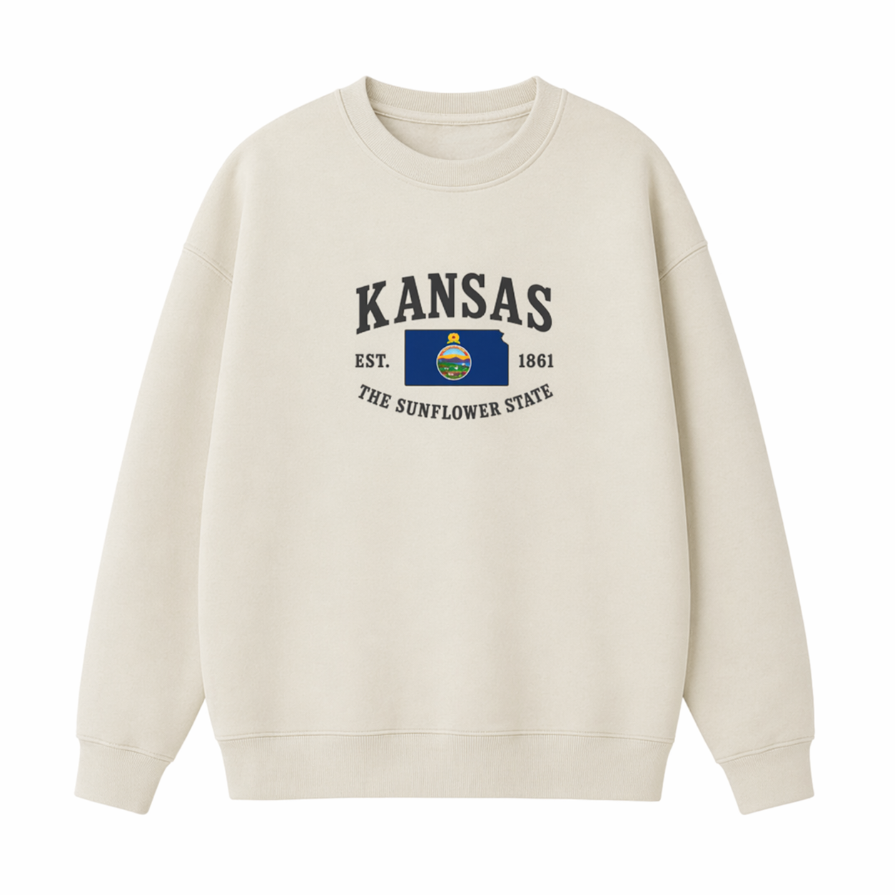 Collection 8 Kansas Essential Heavyweight Crewneck Sweatshirt - Cream front