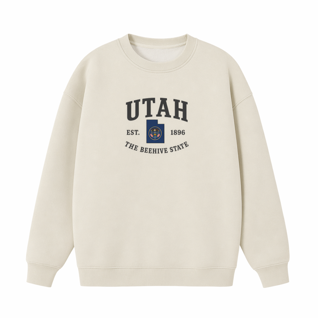 Collection 8 Utah Essential Heavyweight Crewneck Sweatshirt - Cream front