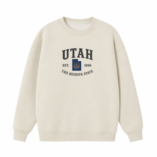 Collection 8 Utah Essential Heavyweight Crewneck Sweatshirt - Cream front