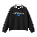 Collection 6 Oklahoma Contrast Striped Lapel Collar Sweatshirt - Black front