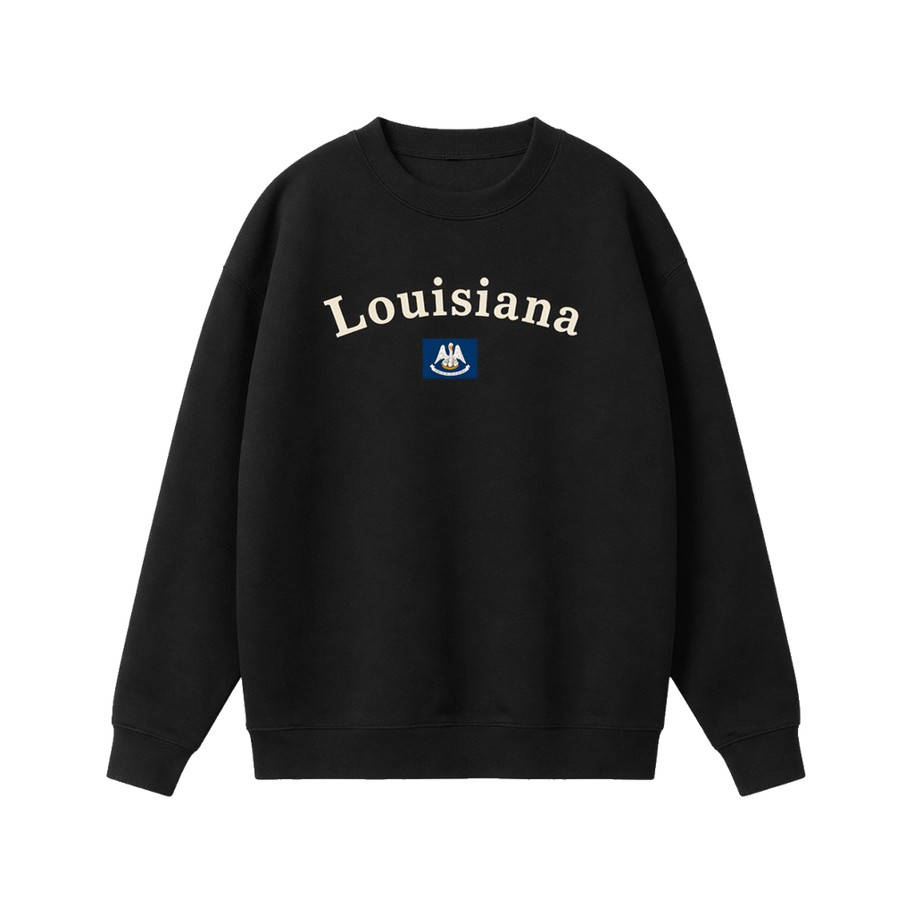 Collection 6 Louisiana Essential Heavyweight Crewneck Sweatshirt - Black front