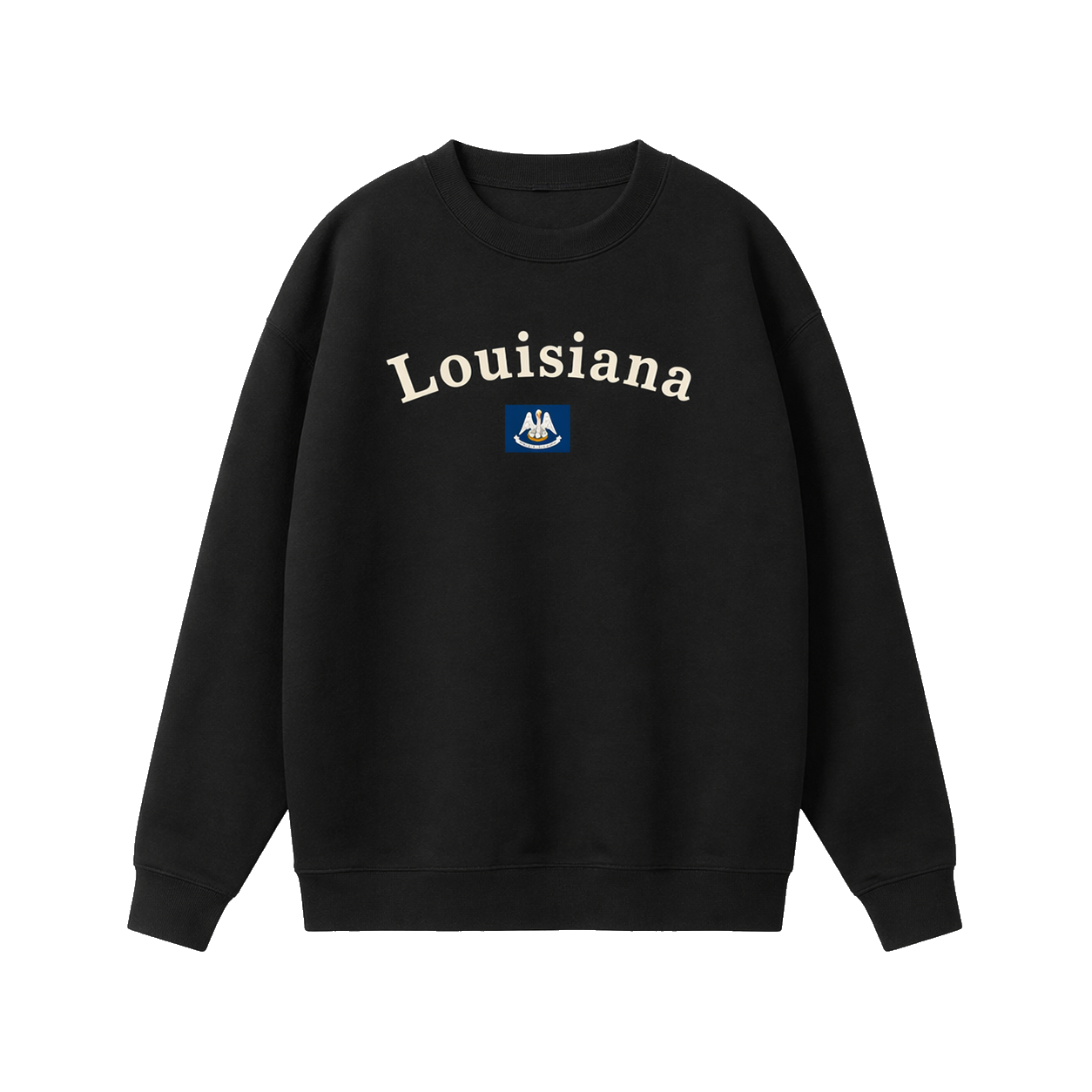 Collection 6 Louisiana Essential Heavyweight Crewneck Sweatshirt - Black front