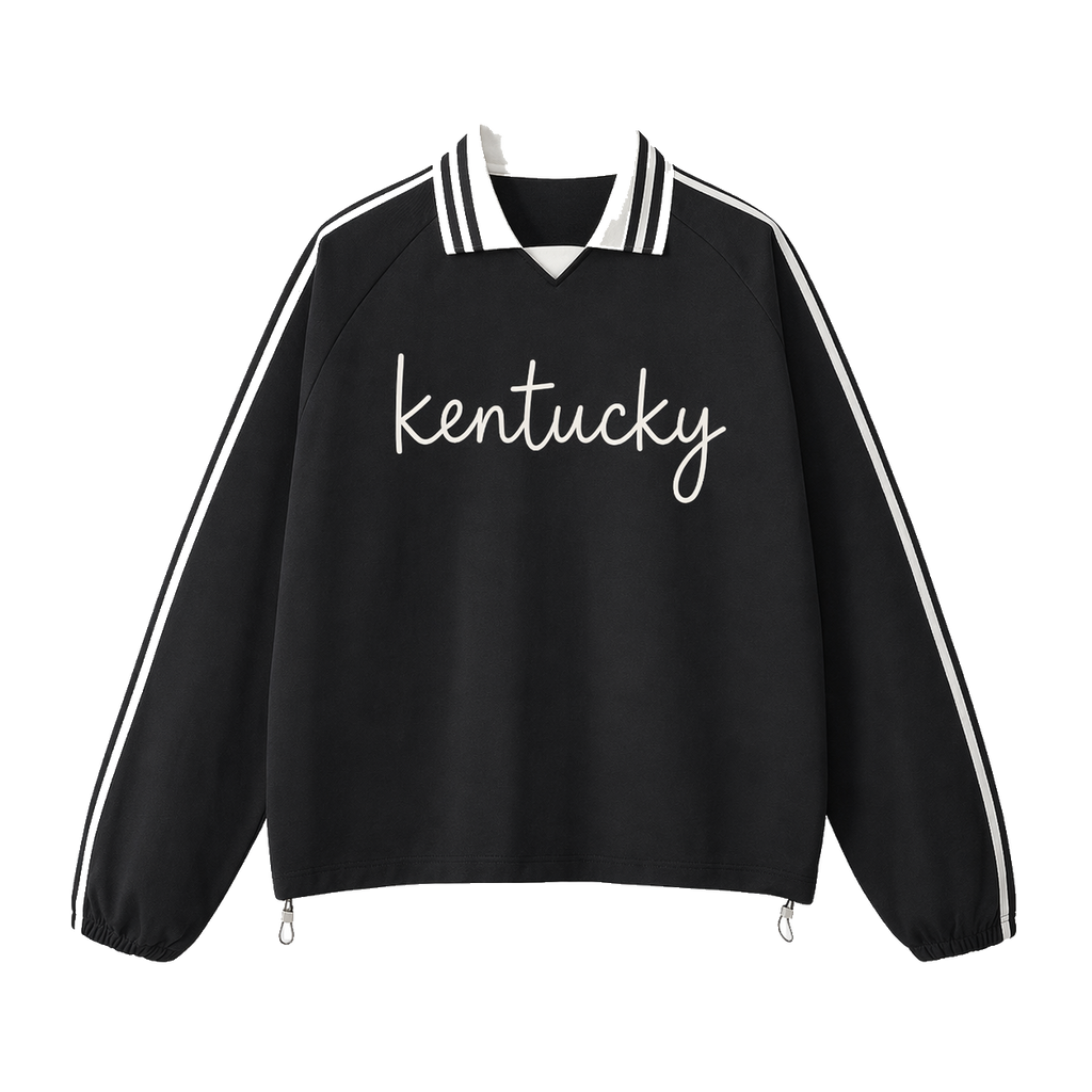 Collection 3 Kentucky Contrast Striped Lapel Collar Sweatshirt - Black front
