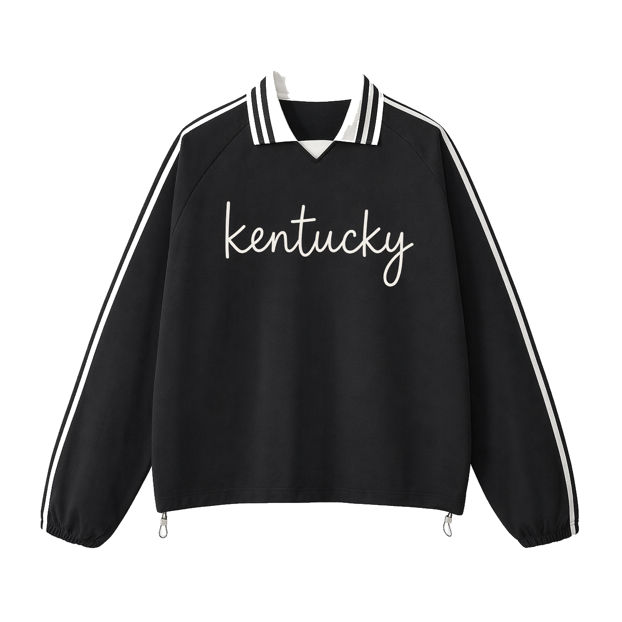 Collection 3 Kentucky Contrast Striped Lapel Collar Sweatshirt - Black front