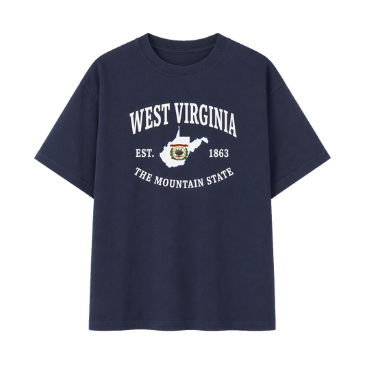 Collection 8 West Virginia Essential Cotton T-Shirt - Navy Blue front