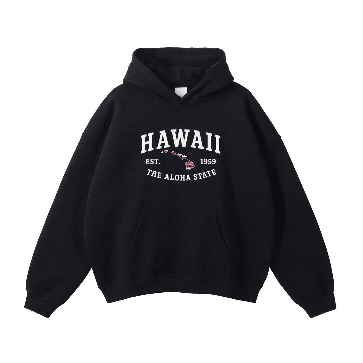Collection 8 Hawaii Oversize Fleeced Hoodie - Black front