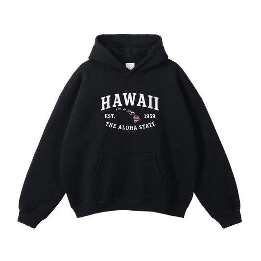 Collection 8 Hawaii Oversize Fleeced Hoodie - Black front