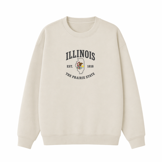 Collection 8 Illinois Essential Heavyweight Crewneck Sweatshirt - Cream front