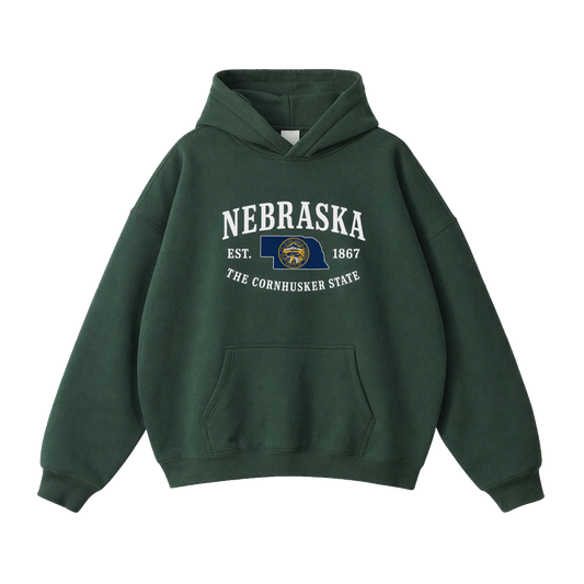 Collection 8 Nebraska Oversize Fleeced Hoodie - Eden Green front