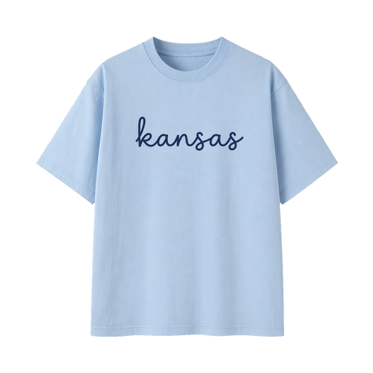 Collection 3 Kansas Essential Cotton T-Shirt - Light Blue front