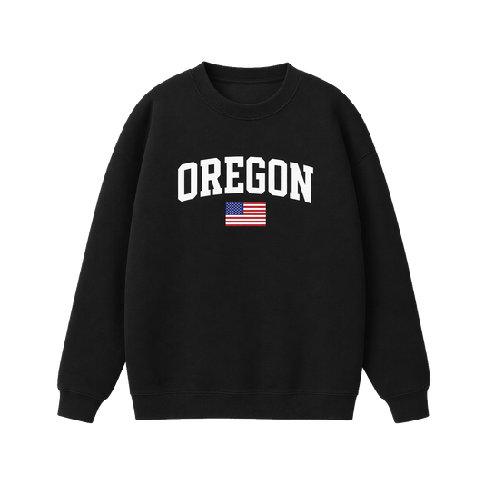 Collection 2 Oregon Essential Heavyweight Crewneck Sweatshirt - Black front
