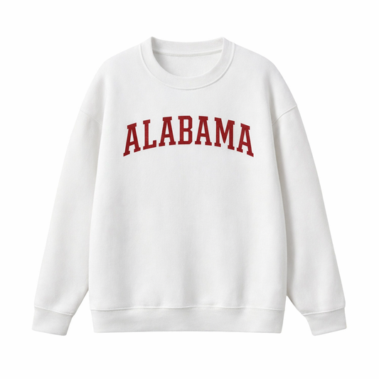 Collection 1 Alabama Essential Heavyweight Crewneck Sweatshirt - White front
