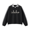 Collection 3 Idaho Contrast Striped Lapel Collar Sweatshirt - Black front