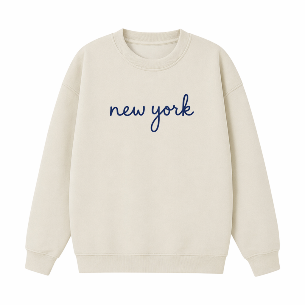 Collection 3 New York Essential Heavyweight Crewneck Sweatshirt - Cream front