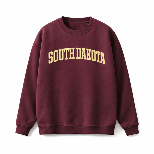 Collection 1 South Dakota Essential Heavyweight Crewneck Sweatshirt - Dull Red front