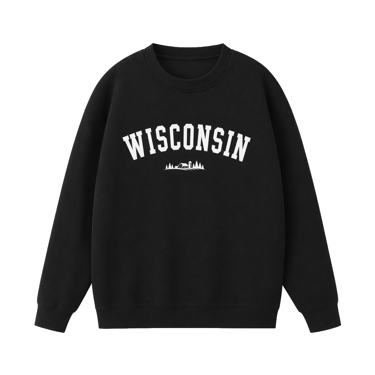 Collection 9 Wisconsin Essential Heavyweight Crewneck Sweatshirt - Black front
