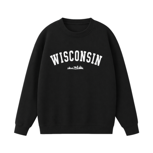 Collection 9 Wisconsin Essential Heavyweight Crewneck Sweatshirt - Black front