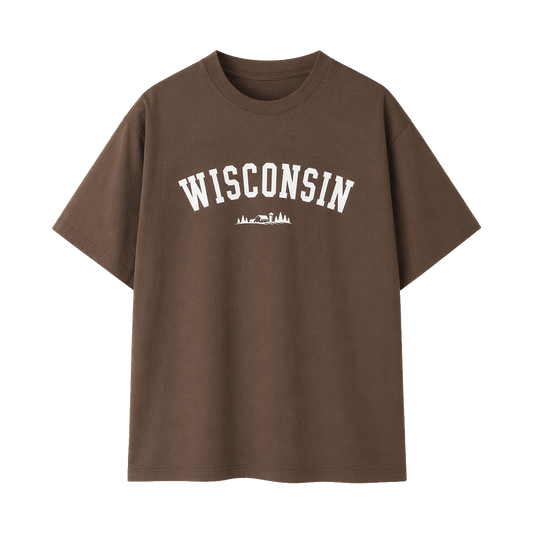 Collection 9 Wisconsin Essential Cotton T-Shirt - Coffee front