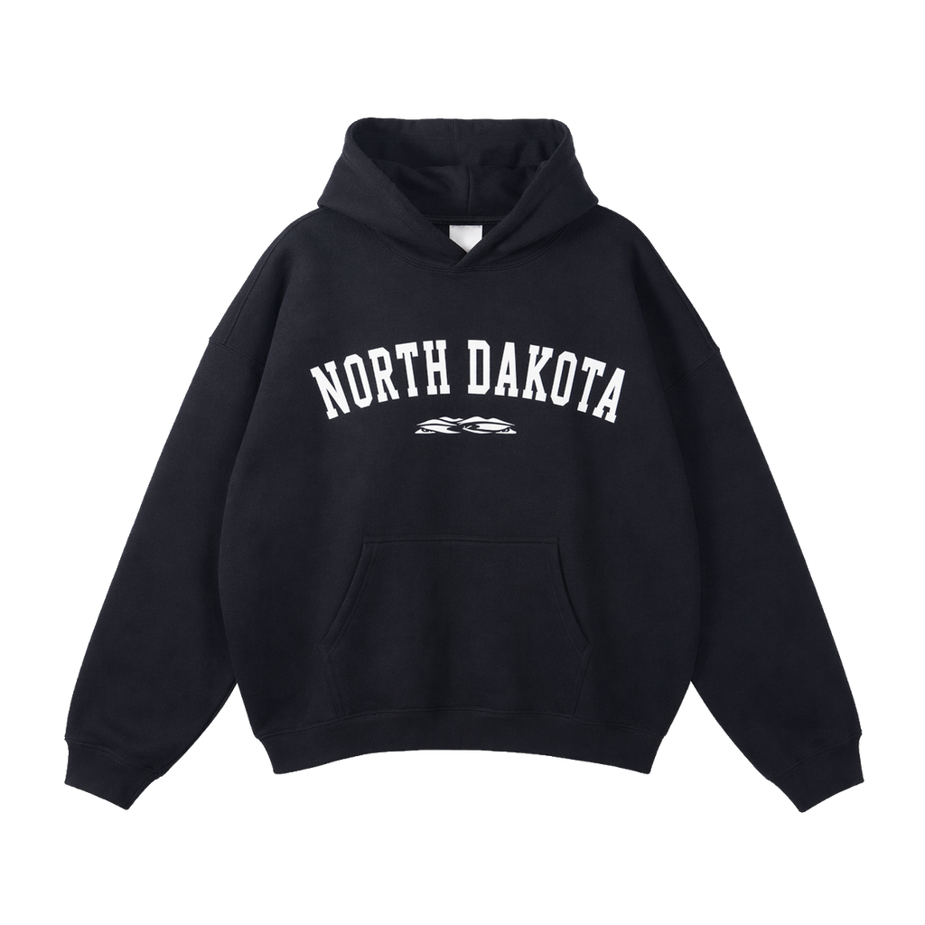 Collection 9 North Dakota Oversize Fleeced Hoodie - Black front