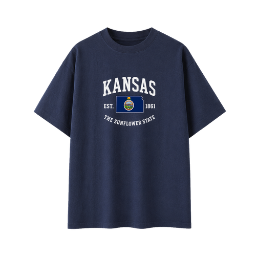 Collection 8 Kansas Essential Cotton T-Shirt - Navy Blue front