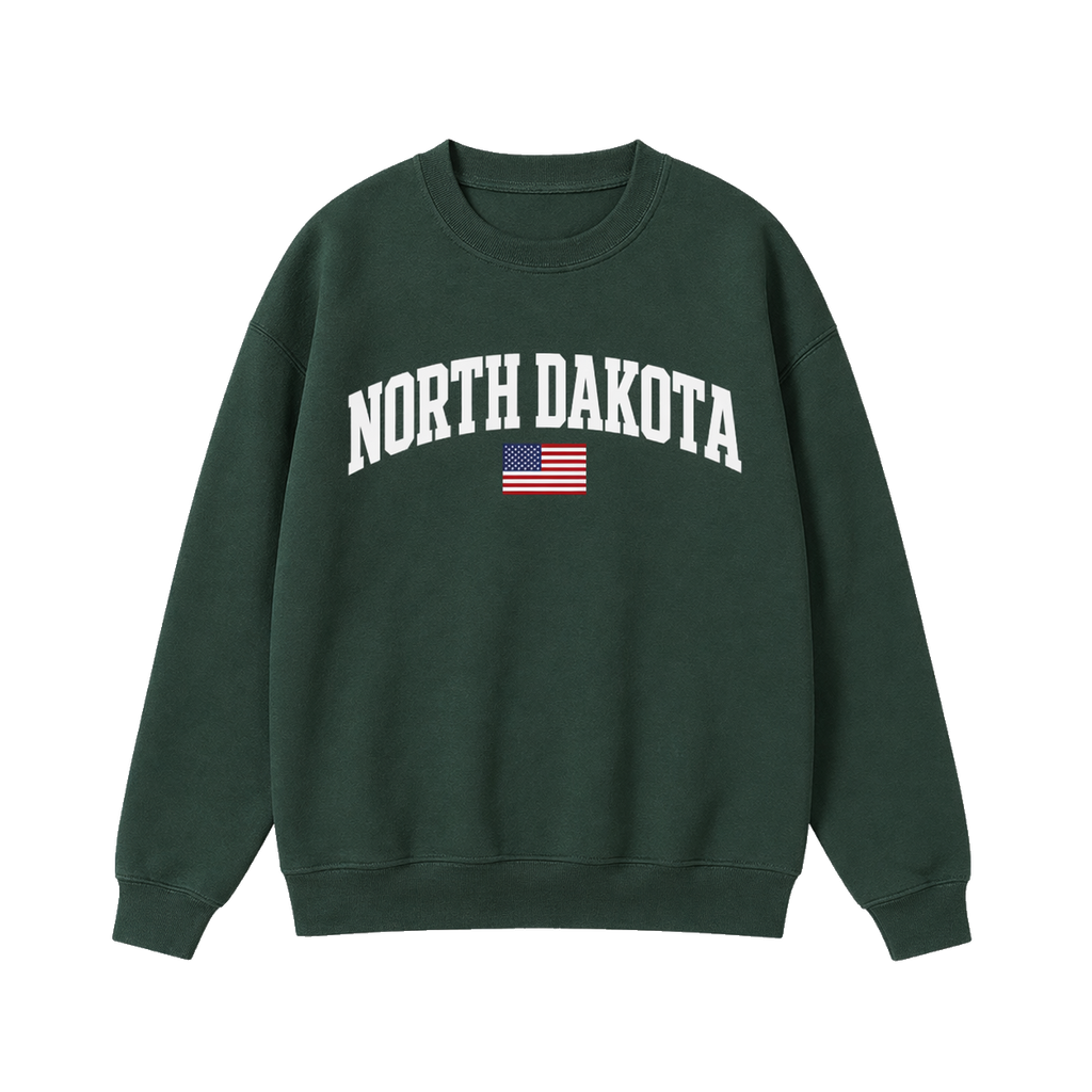 Collection 2 North Dakota Essential Heavyweight Crewneck Sweatshirt - Dark Green front