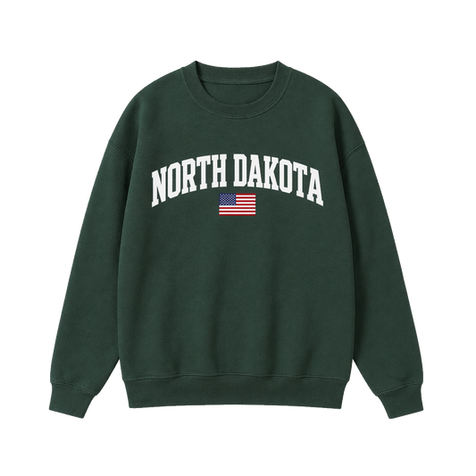 Collection 2 North Dakota Essential Heavyweight Crewneck Sweatshirt - Dark Green front