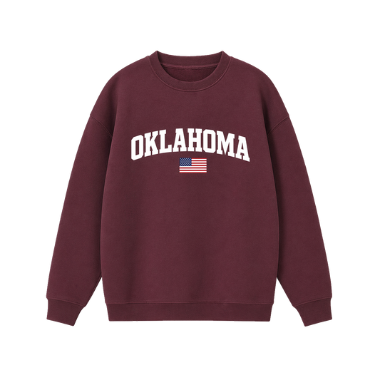 Collection 2 Oklahoma Essential Heavyweight Crewneck Sweatshirt - Dull Red front