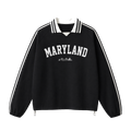 Collection 9 Maryland Contrast Striped Lapel Collar Sweatshirt - Black front