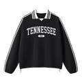 Collection 4 Tennessee Contrast Striped Lapel Collar Sweatshirt - Black front