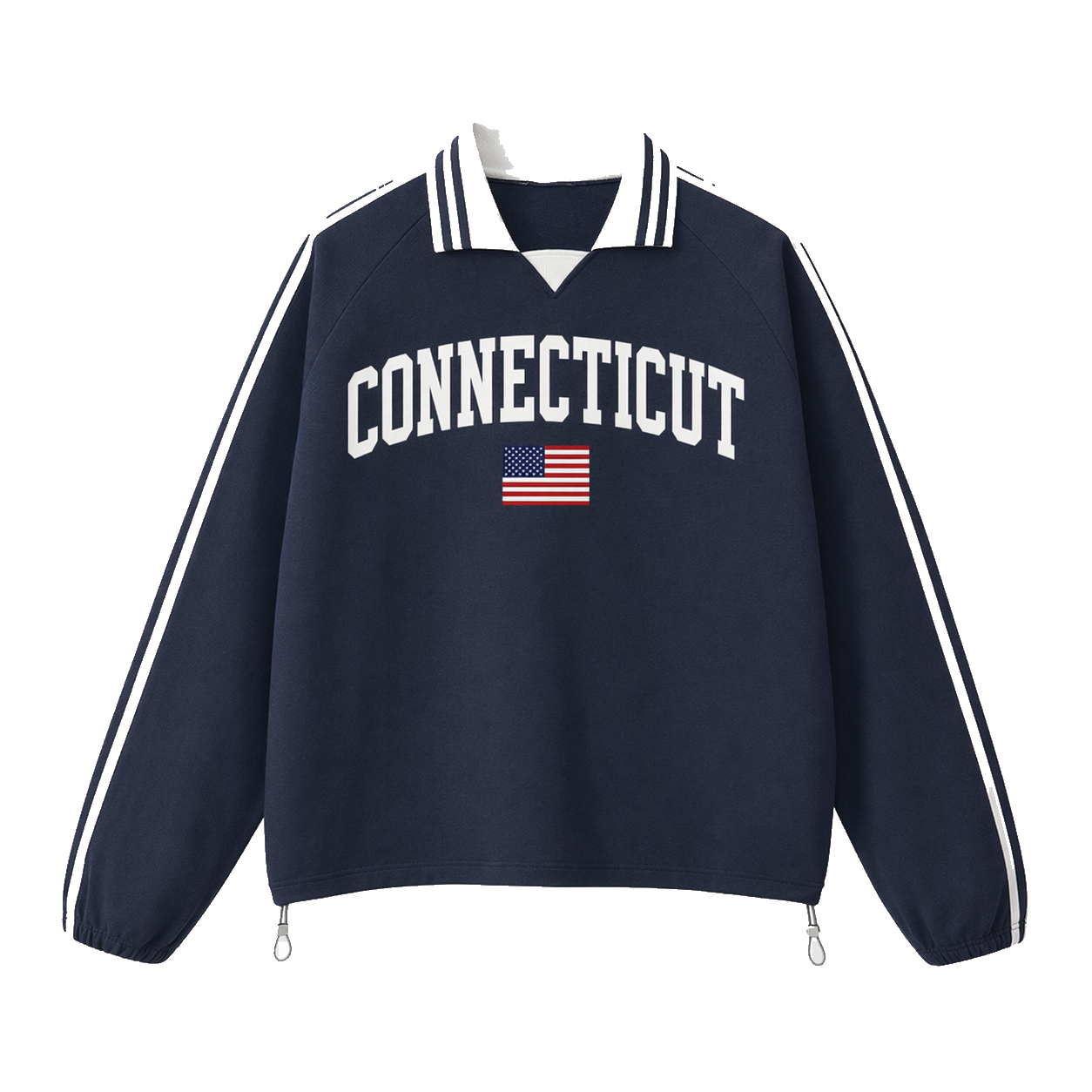 Collection 2 Connecticut Contrast Striped Lapel Collar Sweatshirt - Royal Blue front