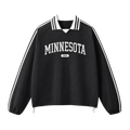 Collection 4 Minnesota Contrast Striped Lapel Collar Sweatshirt - Black front