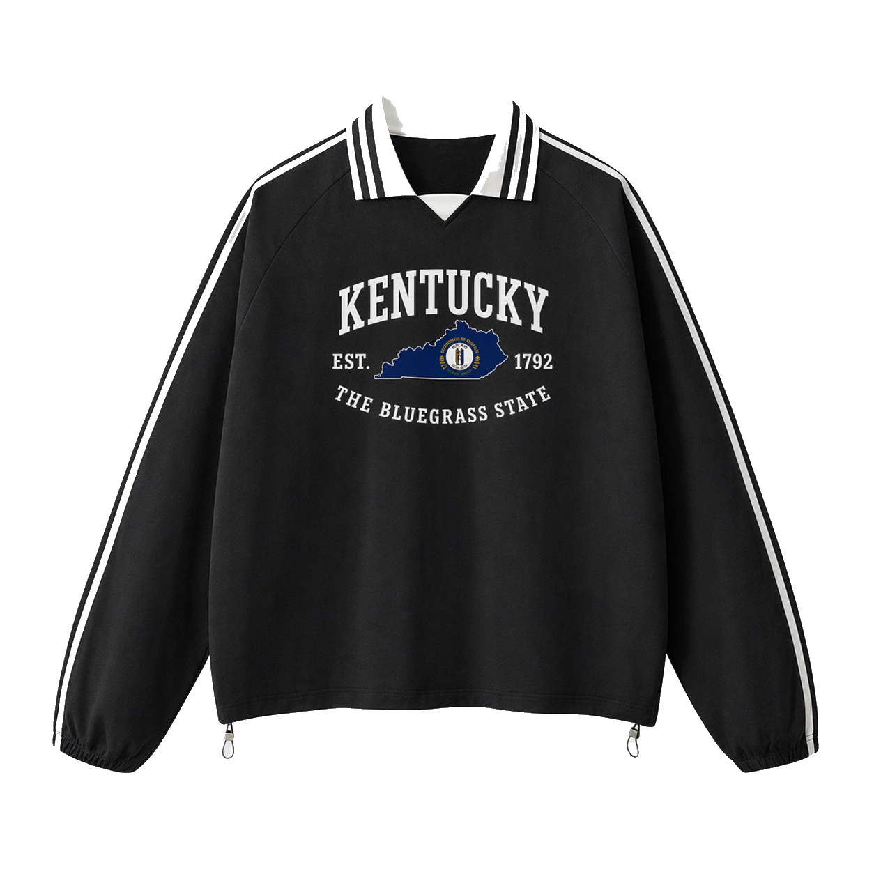 Collection 8 Kentucky Contrast Striped Lapel Collar Sweatshirt - Black front