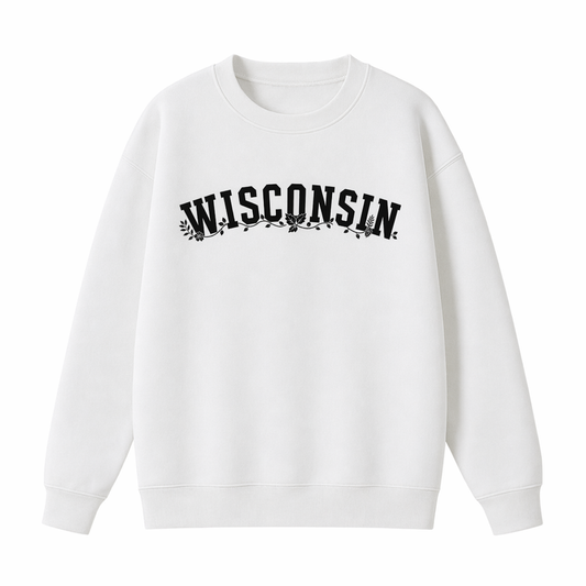 Collection 10 Wisconsin Essential Heavyweight Crewneck Sweatshirt - White front