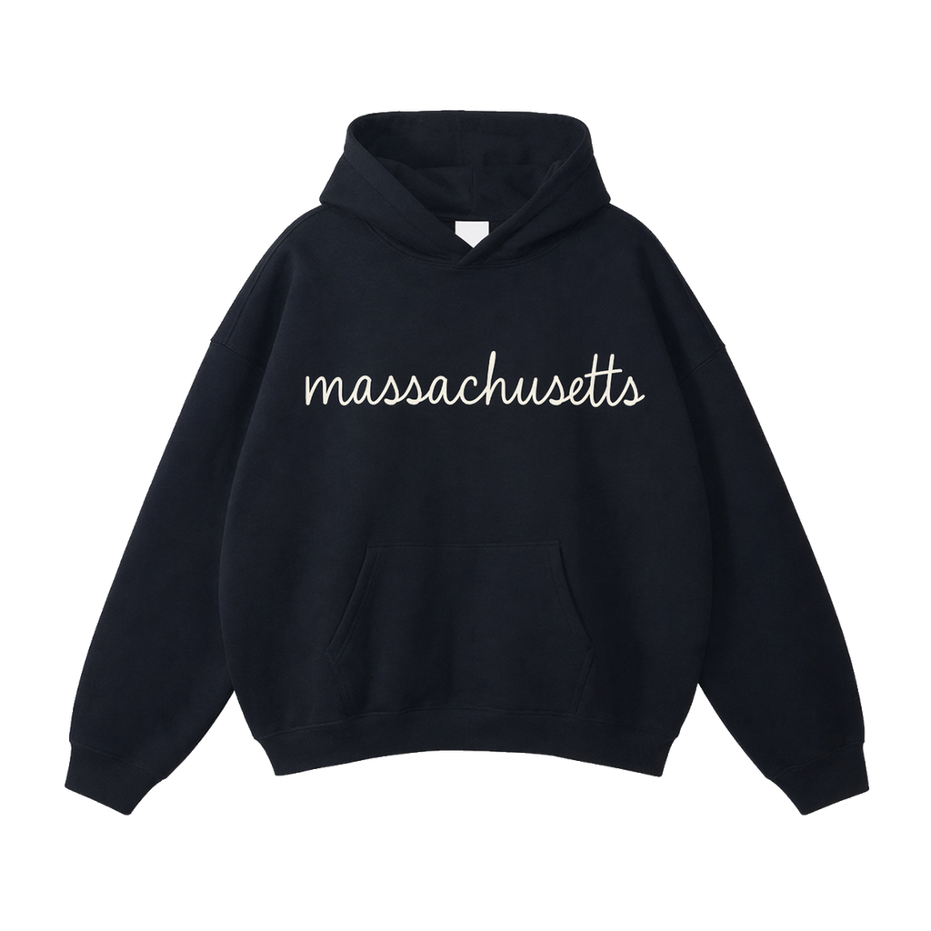 Collection 3 Massachusetts Oversize Fleeced Hoodie - Black front