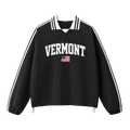 Collection 2 Vermont Contrast Striped Lapel Collar Sweatshirt - Black front