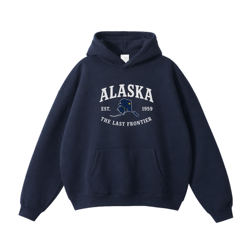 Collection 8 Alaska Oversize Fleeced Hoodie - Navy Blue front