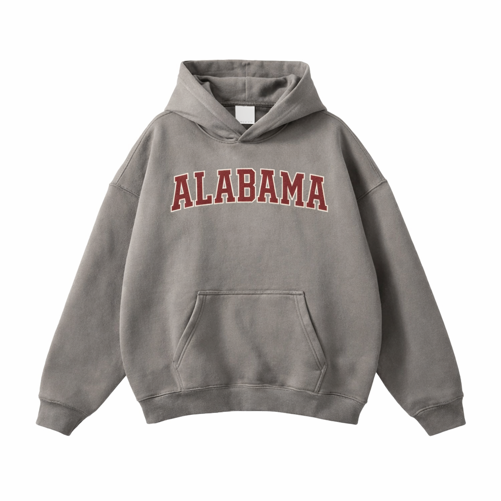 Collection 1 Alabama Oversize Fleeced Hoodie - Gray Coffee front
