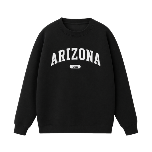Collection 4 Arizona Essential Heavyweight Crewneck Sweatshirt - Black front