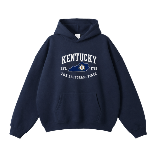 Collection 8 Kentucky Oversize Fleeced Hoodie - Navy Blue front
