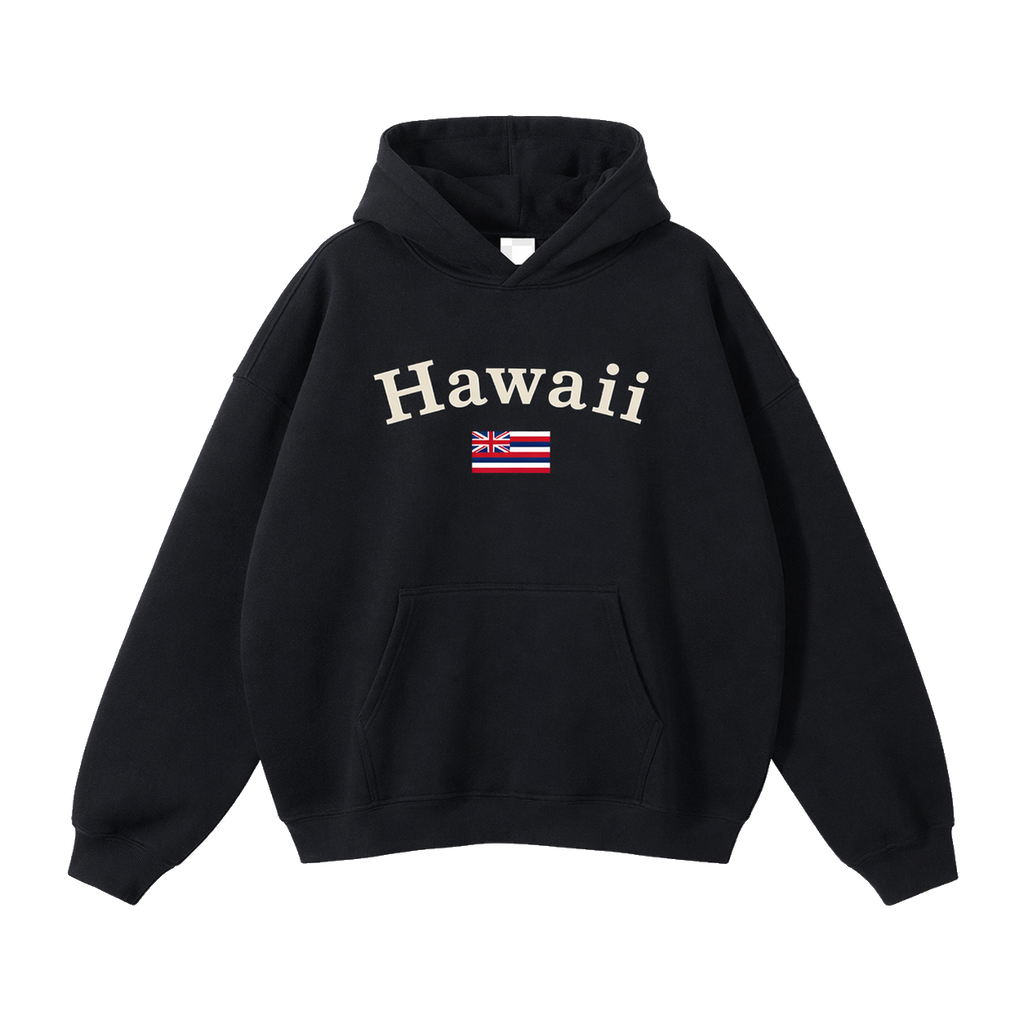 Collection 6 Hawaii Oversize Fleeced Hoodie - Black front