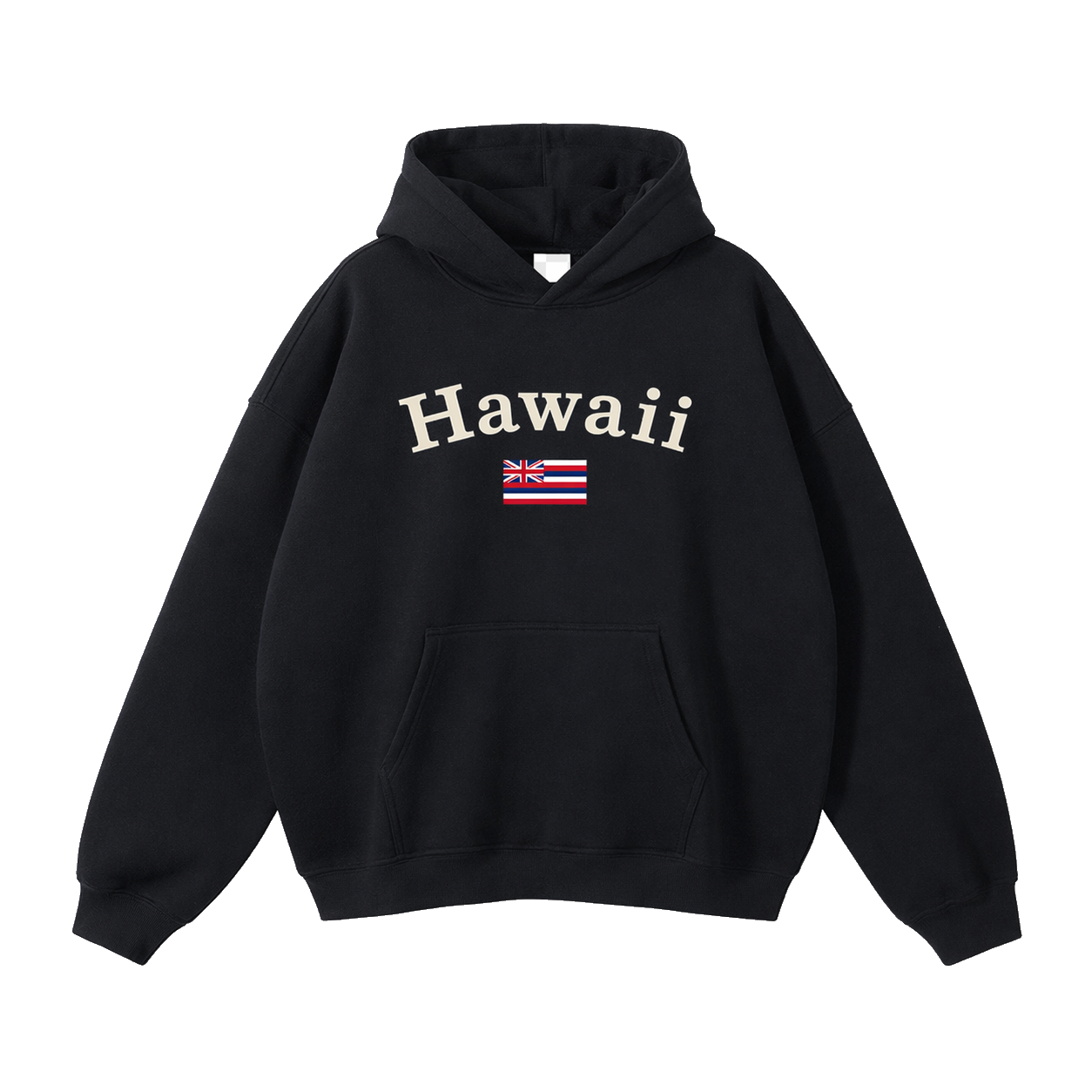 Collection 6 Hawaii Oversize Fleeced Hoodie - Black front